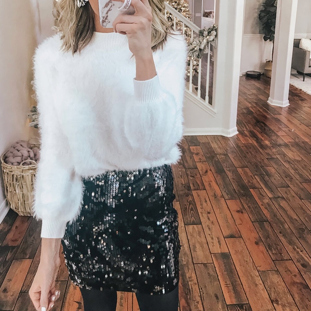 Black Sequin Mini Skirt